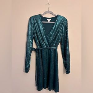 Green Sequence Holiday Dress